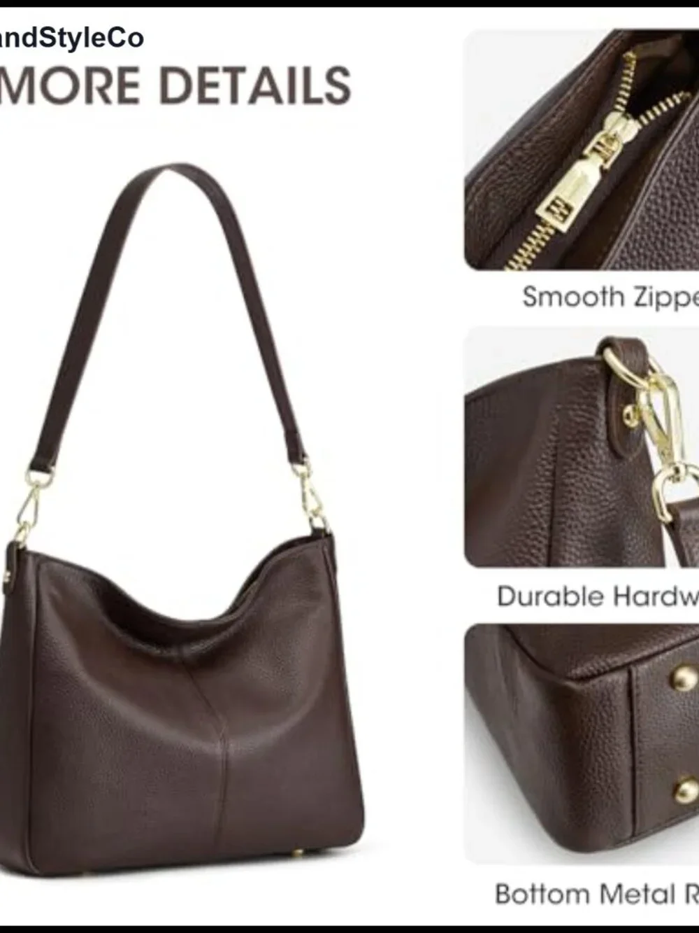 Genuine Leather Crossbody Bag Hobo with 2 Straps Large Capacity